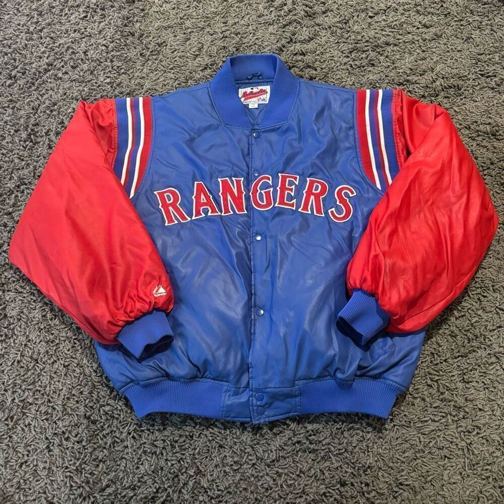 Vintage Majestic Texas Rangers Puffer Bomber Jacket XXL